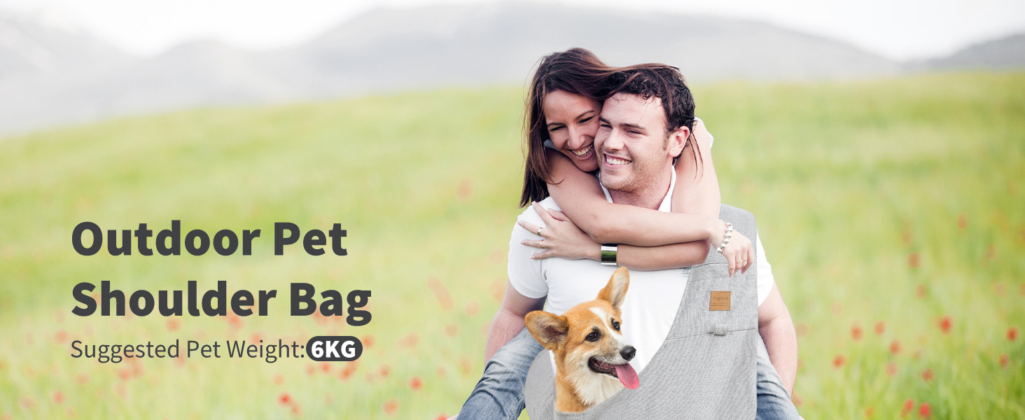 PETCUTE Сумка-переноска для собак до 6 кг, сіра, з кишенею та ременем безпеки