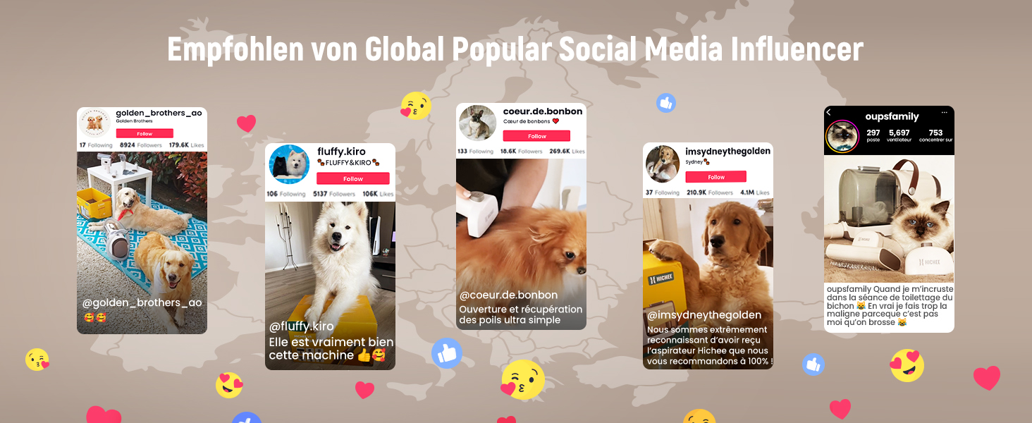 Машинка для стрижки собак HICHEE з пилососом, 13 kPa, професійний набір для грумінгу домашніх тварин, тиха машинка для собак та котів, 6 інструментів