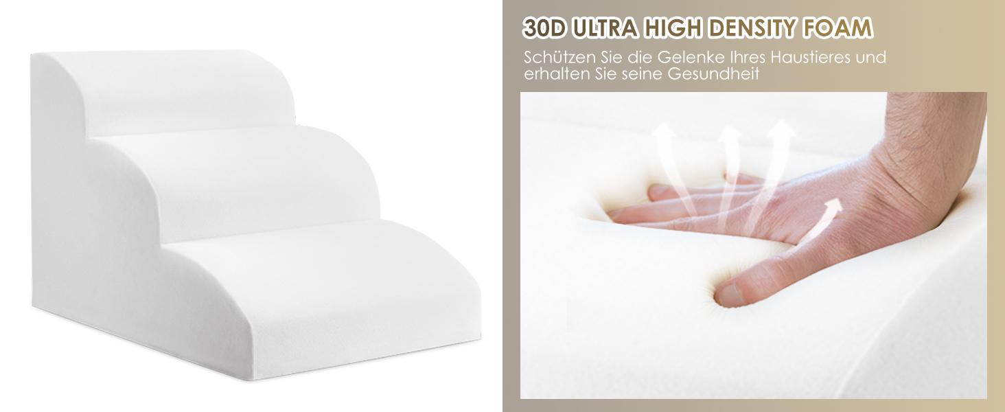 Сходинки для собак маленьких порід, 3 сходинки, водонепроникні, з високощільним губчастим матеріалом, знімні, для доступу до ліжка/софи, сірі.