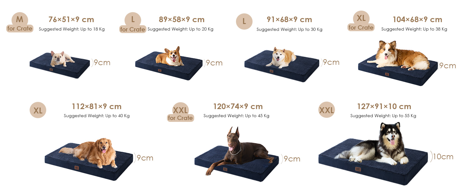 Ортопедичне ліжко для собак середніх порід EHEYCIGA, 89x58x9 см, м'яке, знімний чохол, блакитне