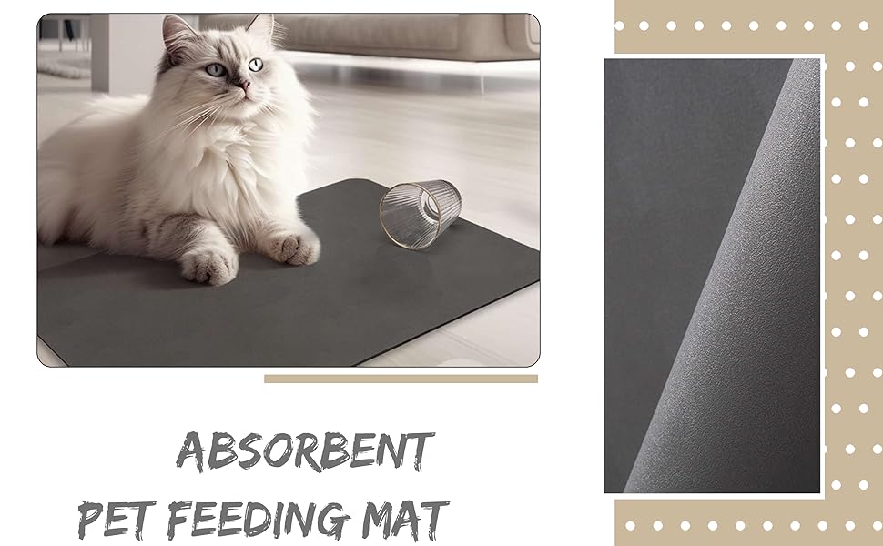 Підкладка під миску для собак та котів GIBZ, абсорбуюча, з діоксиду кремнію, неслизька, 45x60 см, темно-сіра