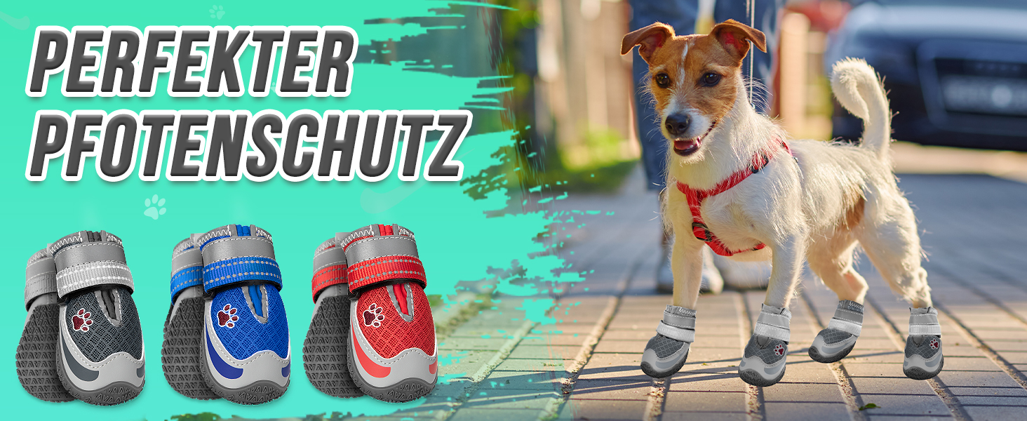 Взуття для собак SlowTon: 4 шт. захист лап, дихаючі, з неслизькою підошвою, регульовані, світловідбиваючі, водонепроникні. Підходять для собак маленьких, середніх та великих порід