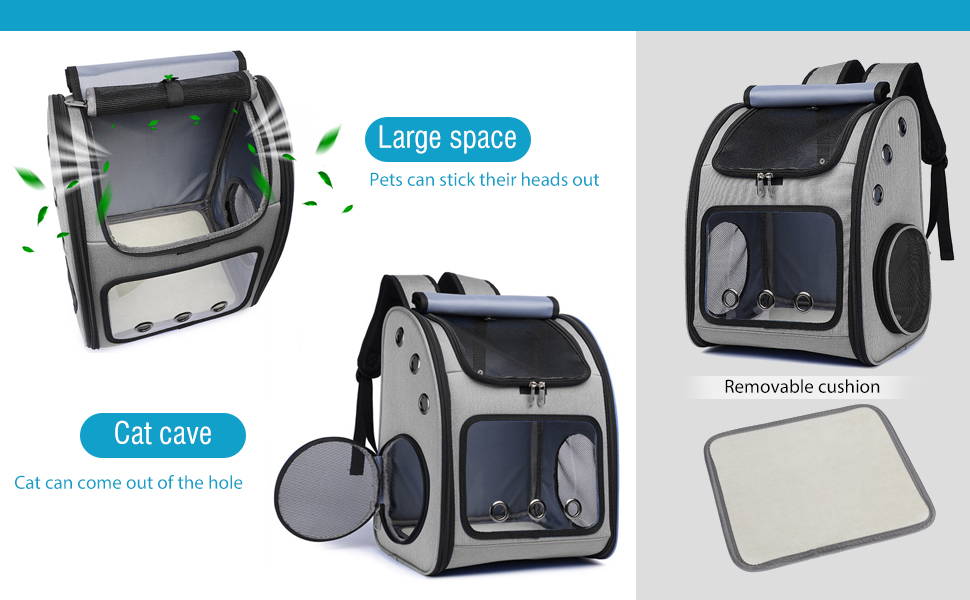 Рюкзак для собак та котів PETCUTE: дихаючий, знімний килимок, складаний, регульований. Підходить для маленьких собак та котів. Колір: хакі