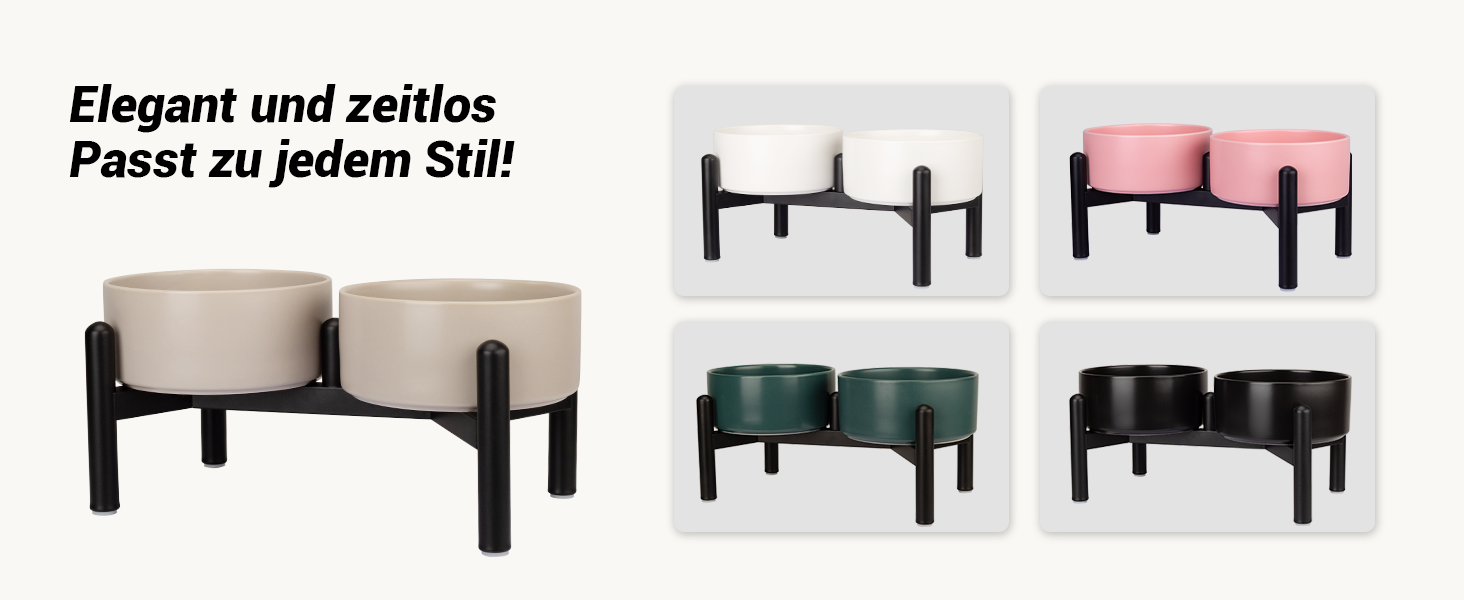 Набір мисок для собак на підставці: 2 миски з кераміки з нержавіючою підставкою, 850 мл, сірий колір. Ідеально для маленьких та середніх собак