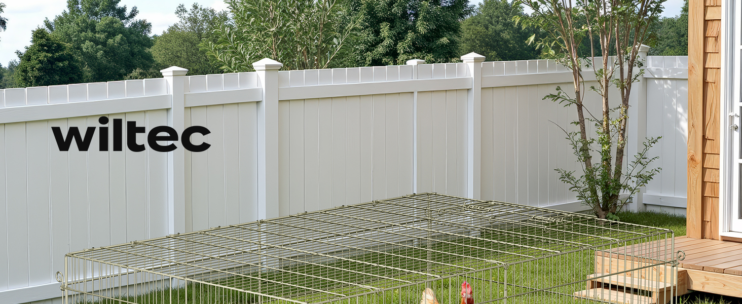 Вольєр для дрібних тварин Wiltec 183x122x60 см, міцна та безпечна металева огорожа з сонцезахистом і трьома дверцятами