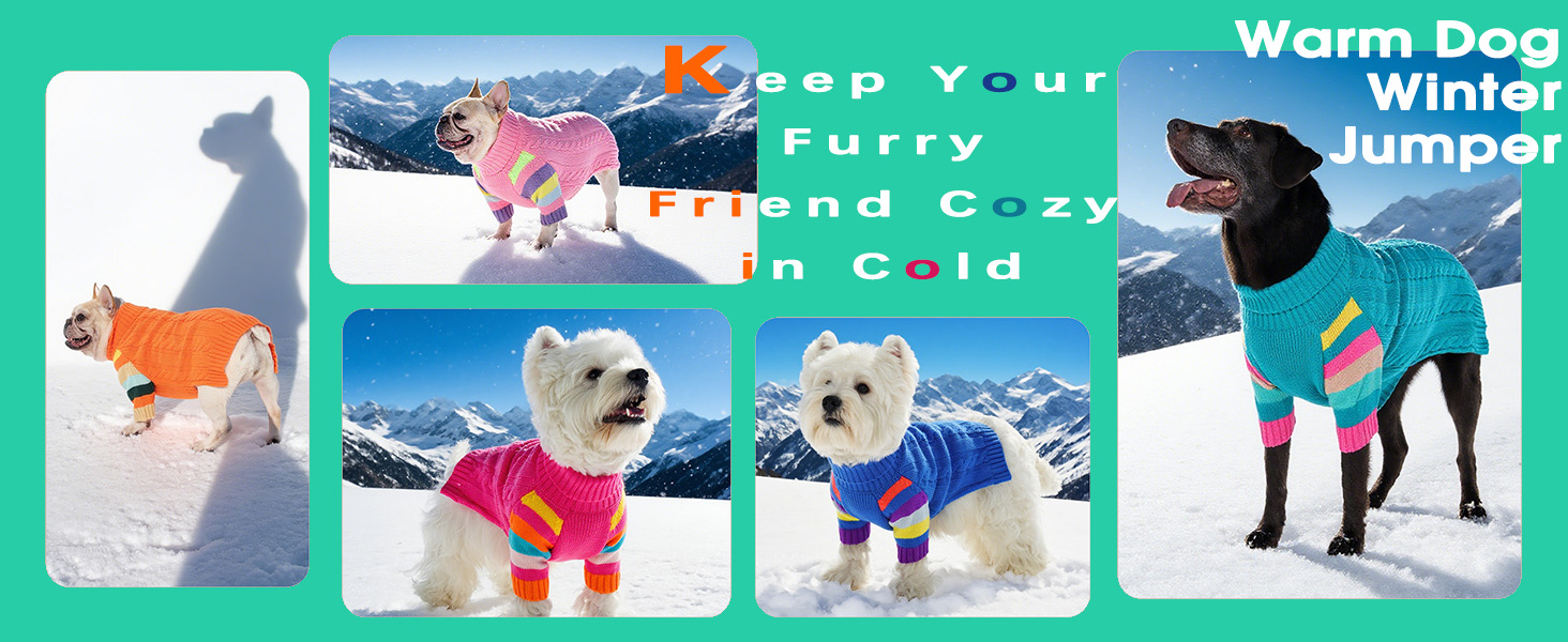 Пуловер для собак середнього розміру OUOBOB, теплий в'язаний зимовий пуловер з отвором на животі, еластичний светр для Бостон Тер'єрів та Французьких Бульдогів, L, Синій