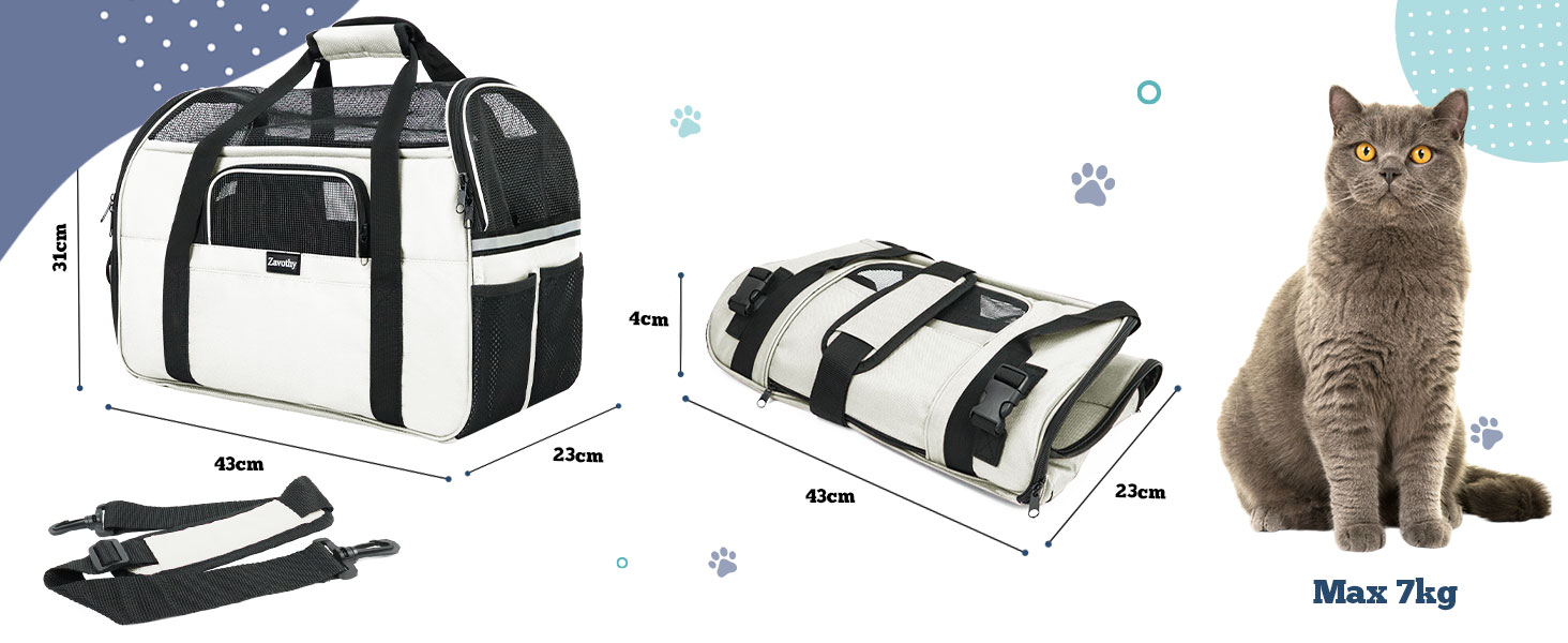 Транспортна сумка для котів та собак, дихаюча та складна, з регульованим плечовим ременем, знімний плюшевий матрац (Бежева, M)