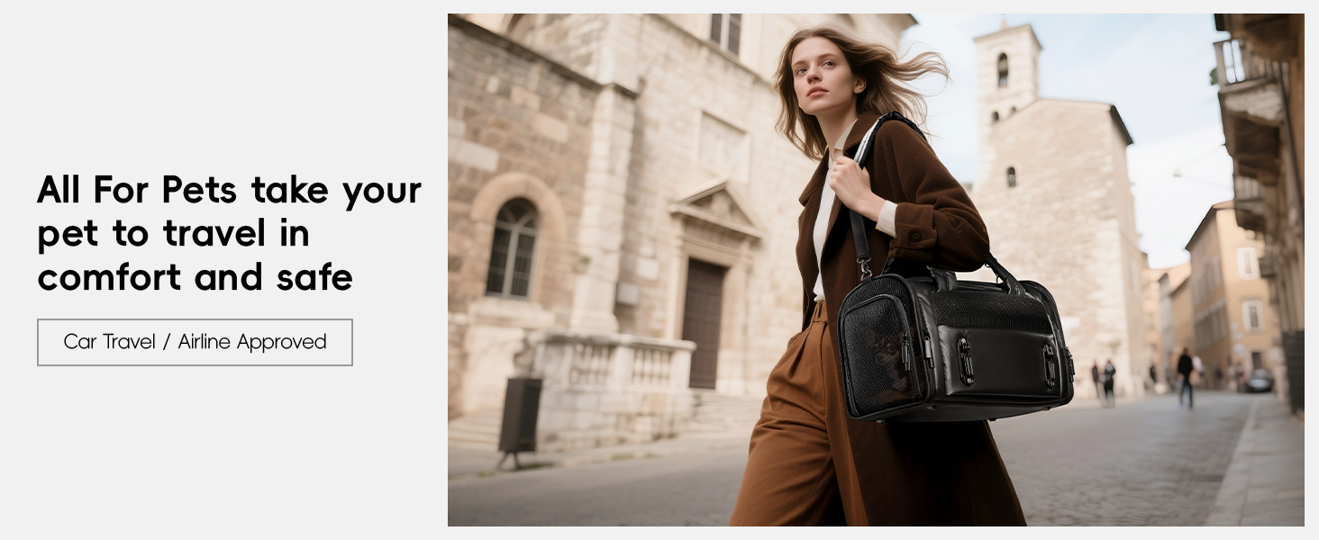 Транспортна переноска для кота/собаки 4 Pet, чорна, з сіткою та захистом, для подорожей літаком та авто