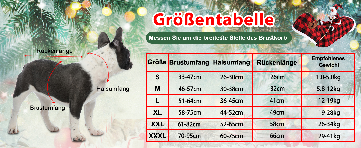 Костюм Святого Миколая для собак та котів, преміум якість, розмір L (36-45 см, 51-64 см), в клітинку