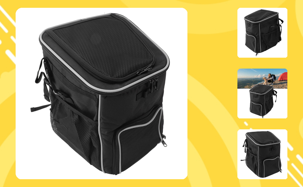 Рюкзак-переноска для тварин, кошик на велосипед для собак, водонепроникний рюкзак-переноска, дихаючий, знімний рюкзак-переноска для собак, подорожі на відкритому повітрі (чорний)