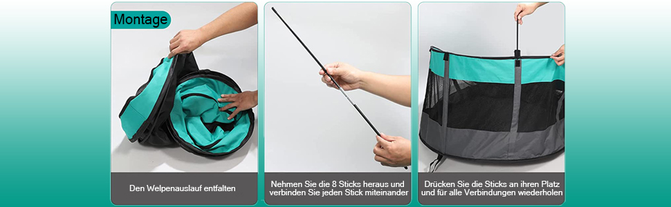 Вольєр для цуценят Meisterpet®: складаний, для собак, котів, кроликів - внутрішнє та зовнішнє використання. З сумкою та мискою в подарунок! (115 x 58 см)