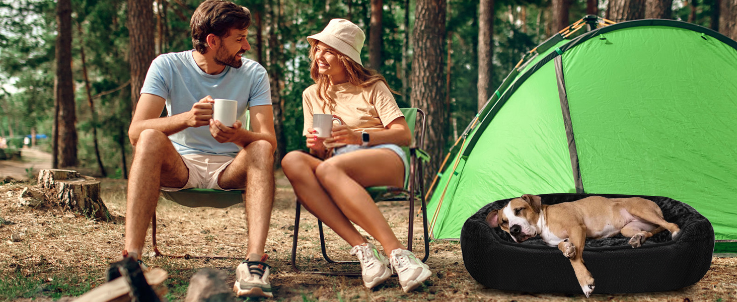 М'яке ліжко для собак Muecleao, зручне собаче ліжко з плюшу, коврик для собак та антиковзний собачий кошик для маленьких та середніх собак (Чорний, 60x50x14 см)