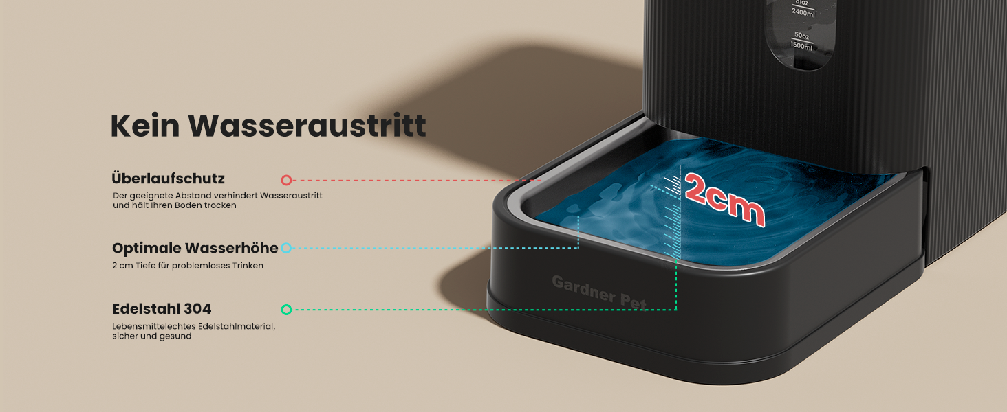 Автоматичний диспенсер води для собак та котів Gardner Pet 6.5L, годівниця, не потребує електрики, з нержавіючою чашею, велика ємність, BPA-free, безшумна, чорний