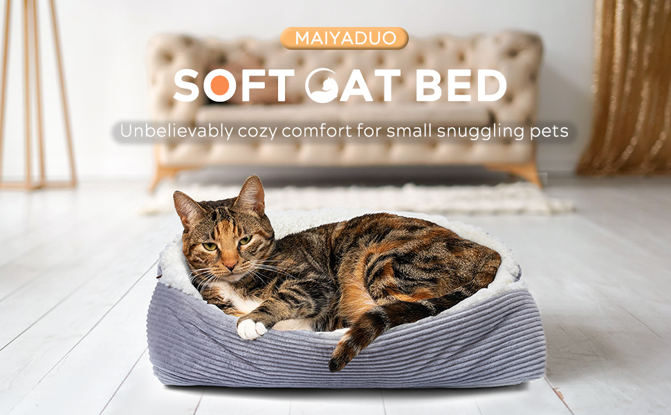 М'яке ліжко для котів, 60x45 см, плюшеве, для собак та котів, 2-в-1, ліжко-подушка, ліжко-ковдра, гніздо, ліжко (M:61x51 см)