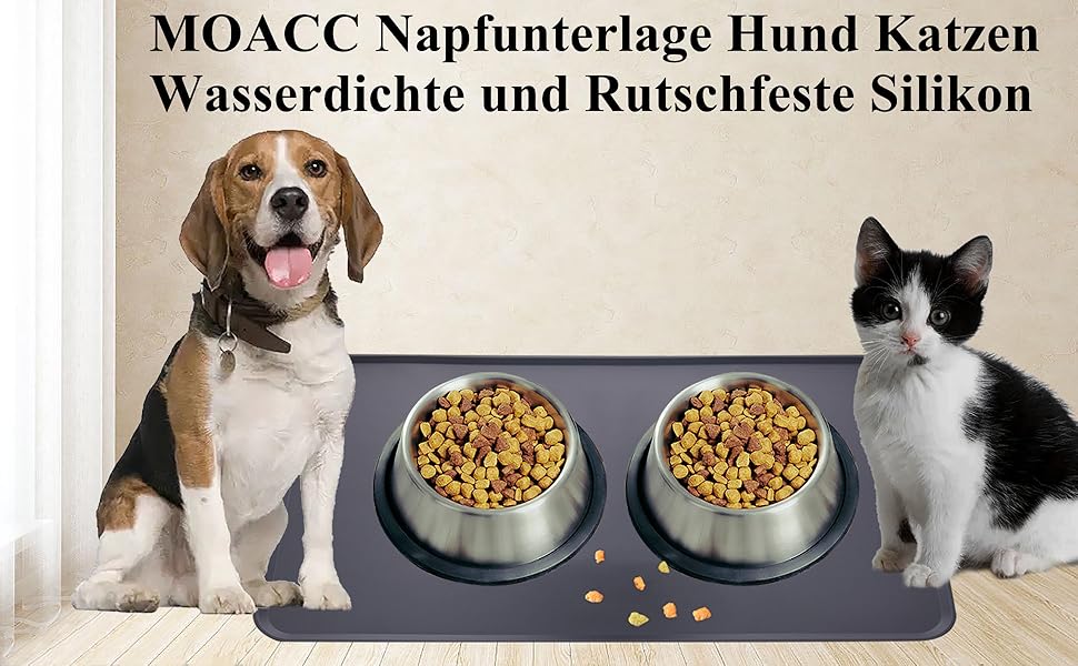 Силиконовий килимок під годівницю для собак та котів, сірий, 54x38 см | MOACC