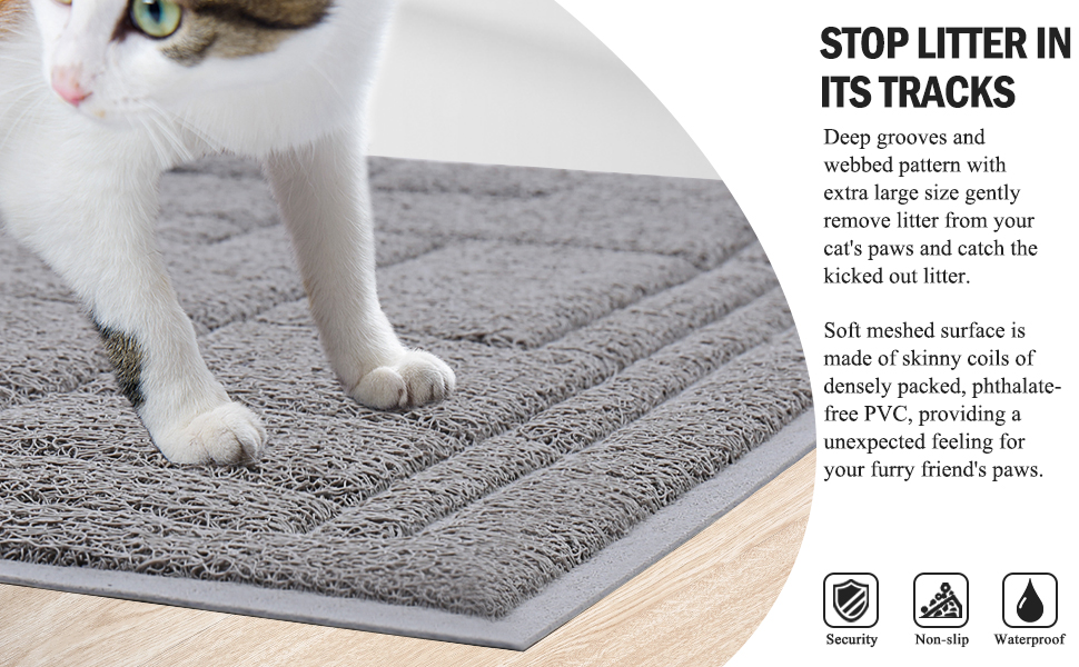 Килимок для котячого туалету VIVAGLORY, 90x60 см, сірий - миється, для збору наповнювача