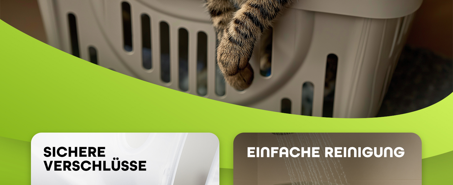 Транспортна переноска для кота Snugsy - Автомобільна переноска для котів з ручкою та затискачами - Пластикова переноска 49x34x32 см сірого та кремового кольору