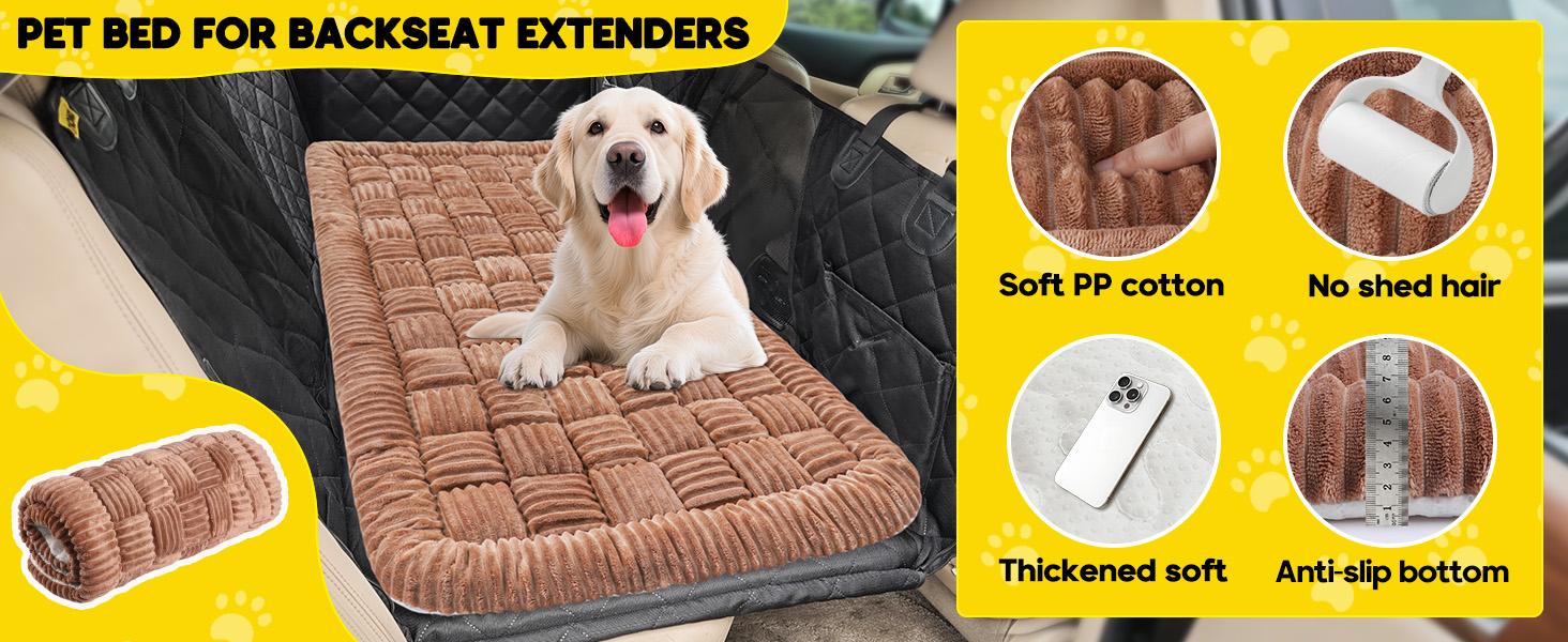 Лоіон килимок для собак в авто, м'який, захист заднього сидіння, великі собаки, антиковзаючий, легко миється, стійкий до подряпин, комфортний, 127x62.5 см, коричневий