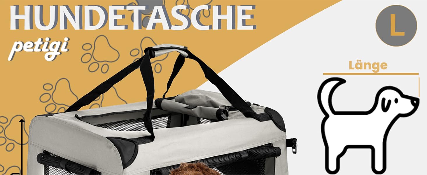 Складана переносна переносна сумка-переноска для собак та котів Petigi (кремовий, L 70x52x51 см)