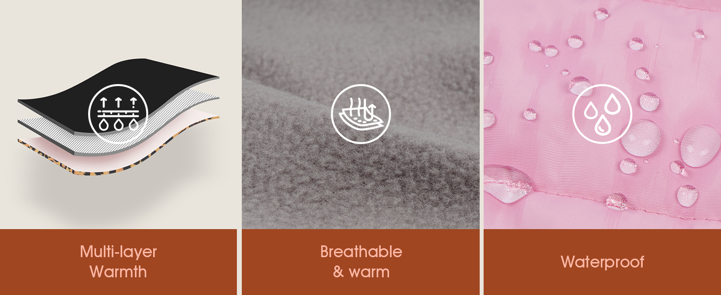 Водонепроникна та вітронепроникна куртка для собак Kuoser, теплий зимовий халат для великих собак, рожева XL