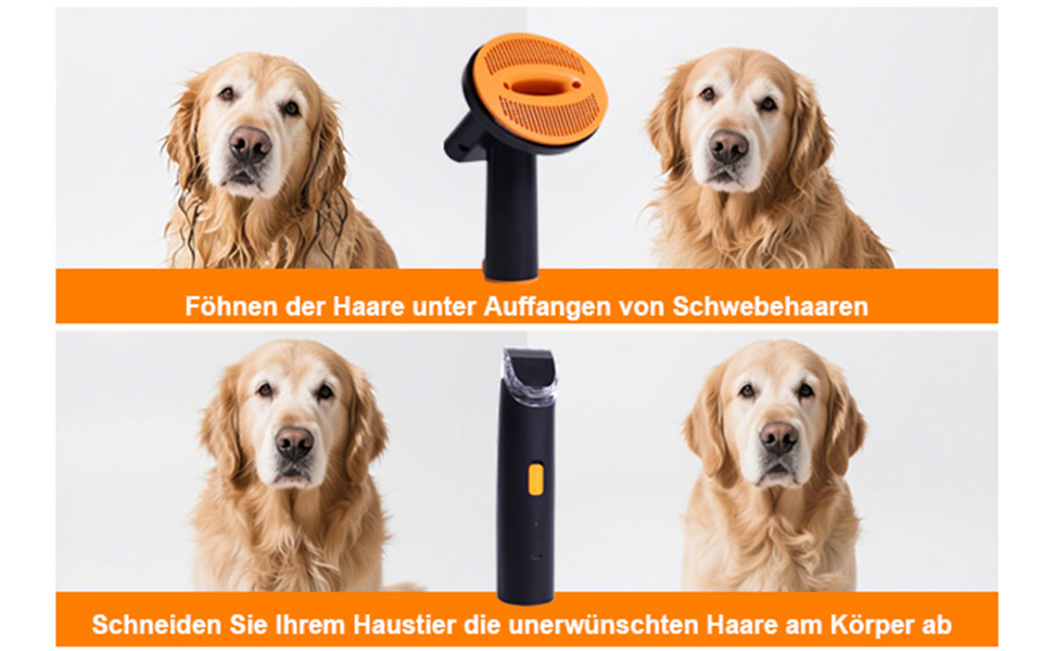 Фен для собак Kanonen-Stil, білий, 2400W, регулювання швидкості та температури, LYCSJDPWH-DE (7 в 1: сушка, пилосос, стрижка)