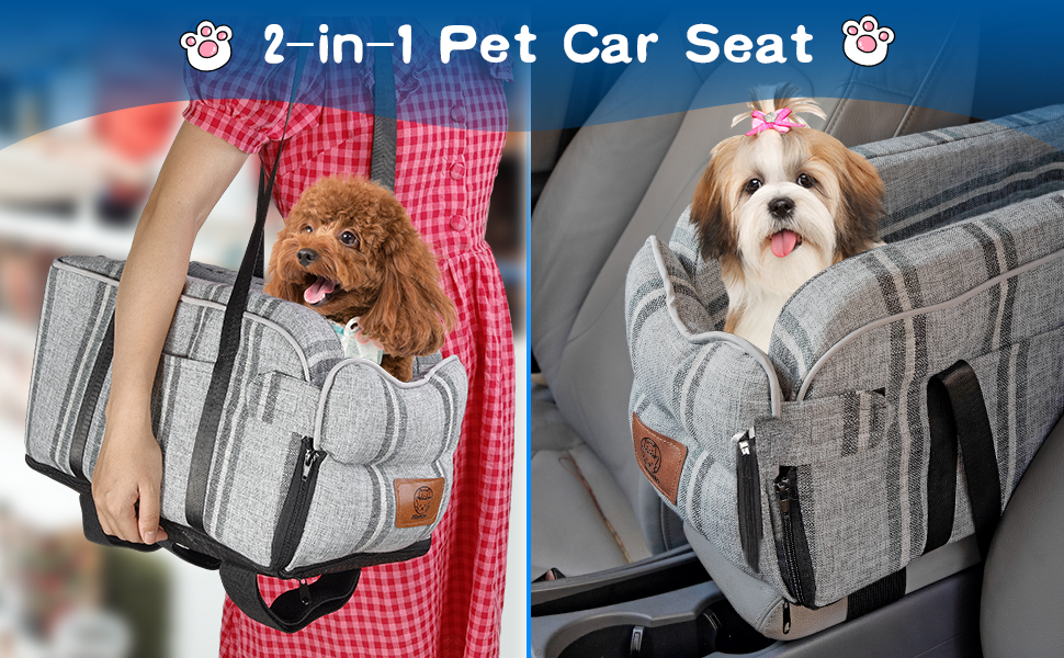 Автокрісло для собак до 5.4 кг | Універсальна консоль в авто | Знімне, миється | Безпечне автокрісло для тварин Pure Grey One Size