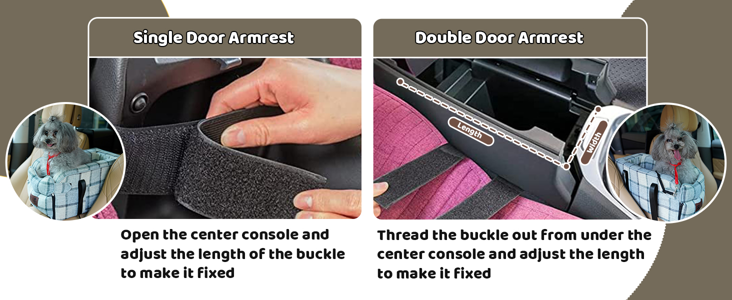 Автокрісло для собак та котів, середньої консолі, стабільне, з ременем, знімний, миючий, для собак та котів середніх порід до 6 кг (у клітинку)