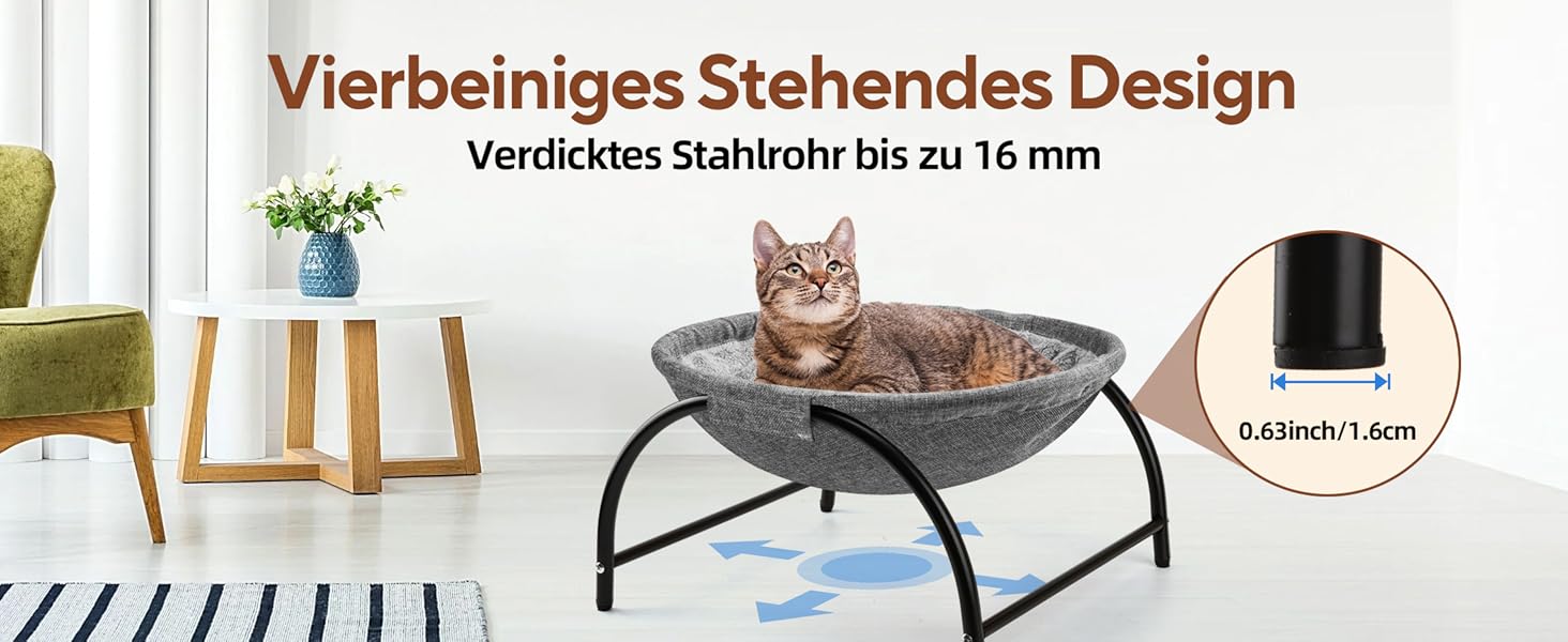 Гамак для котів LIFLIX Outdoor, піднятий лежак знімний, пральний плюш, стоячий гамак для котів для внутрішнього/зовнішнього використання (Сірий)