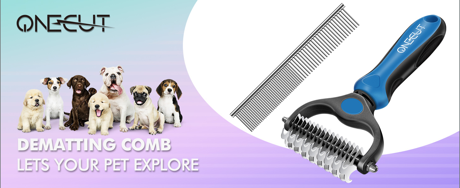 Гребінець для вичісування собак та котів OneCut - вичісування, розплутування, видалення ковтунів (червоний)