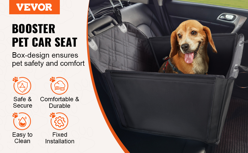 Автокрісло для собак VEVOR - водонепроникне автоліжко для собак до 22 кг, чорне