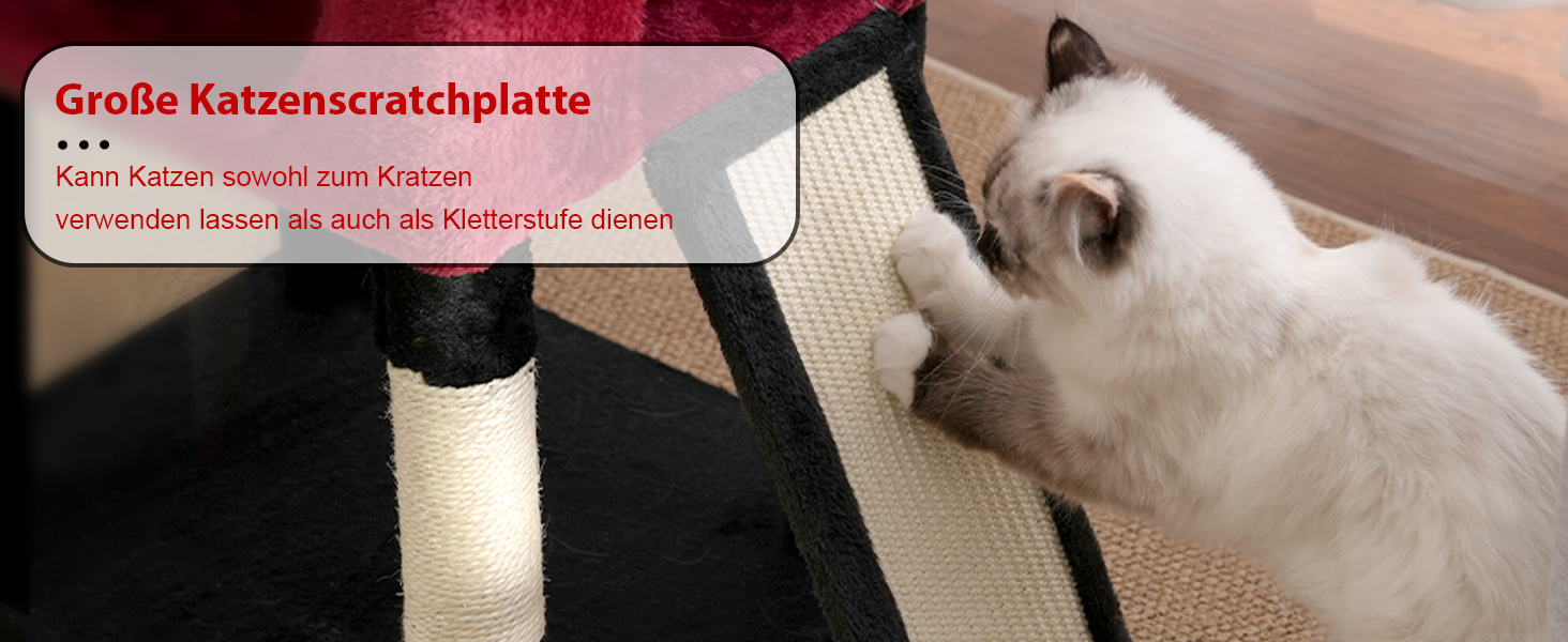 Котячий будиночок Hey-brother Kratzbaum: багатоярусний, 145 см, з лежаком, гамаком та кошиком (червоно-чорний)