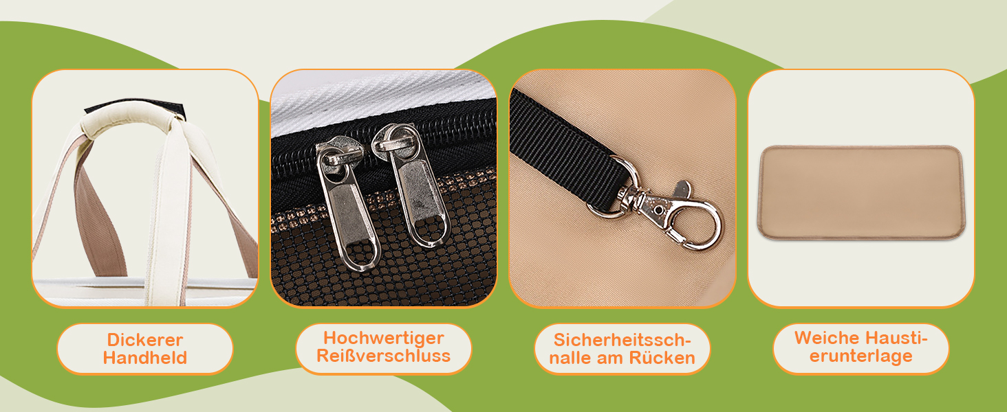 Транспортна переноска для котів та собак ALLSOPETS, складана, портативна, з м'якими кишенями, для подорожей, кемпінгу, хати, Бежева