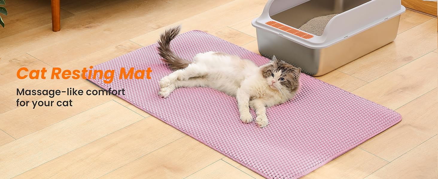 Килимок під лоток для котів Petinstinct, 116x66 см, XXL, рожевий