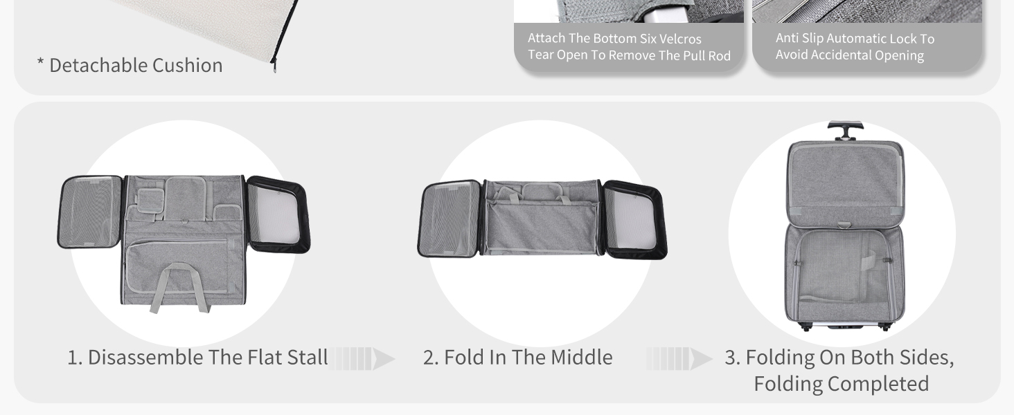 Транспортна сумка для котів PETCUTE з колесами, дихаюча переноска для 2 котів, складана переноска для собак з телескопічною ручкою, знімний килимок, ідеальна для подорожей, темно-сіра