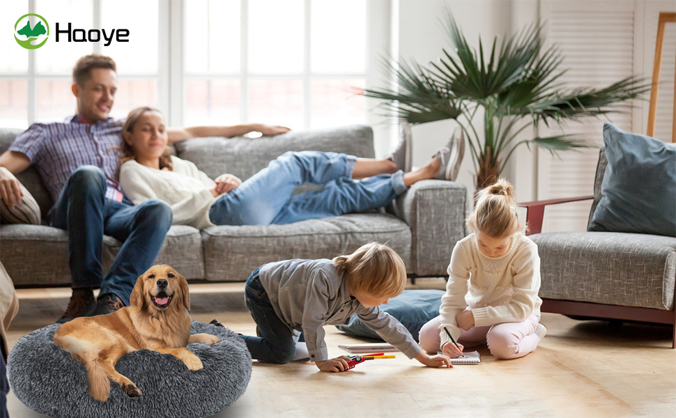 Кругле ліжко для собак та котів, Deluxe, сірий колір, Ø 60 см, зручне та миється