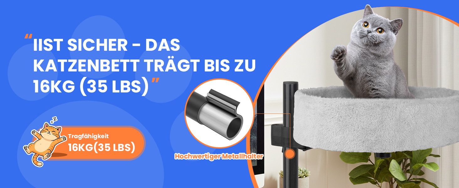 BSWAY ліжко для кота на стіл - без свердління, 360° обертання, регульована висота. Підвищене котяче ліжко над столом. Тримає кошеня/кота близько, робочий простір чистий. Ліжко для кота на стіл (Сірий, XL). Сірий XL