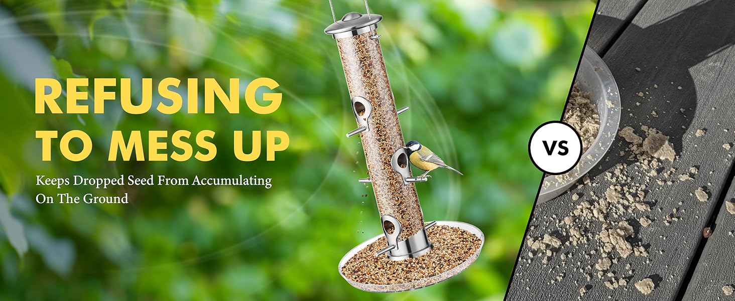 Годівниця для птахів iBorn з 6 місцями для підльоту, 20 см тарілка для корму, алюмінієва, 38 см