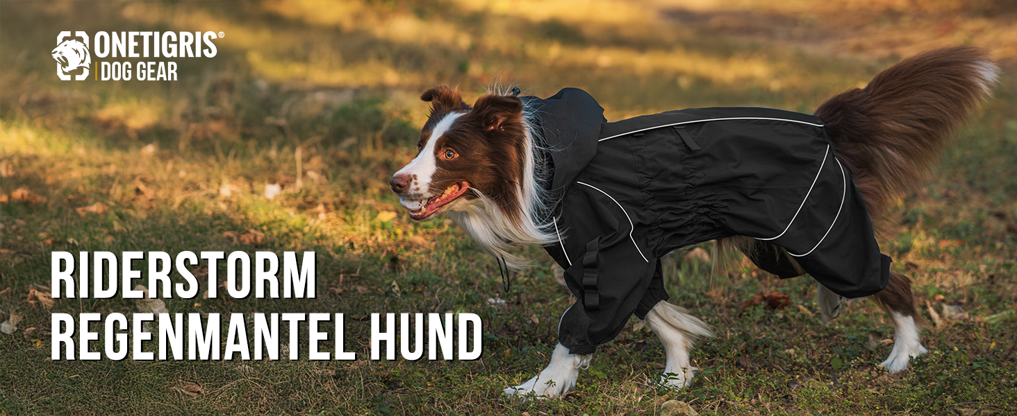 Регульована дощова куртка для собак OneTigris RIDERSTORM, чорна, XL (машинне прання)
