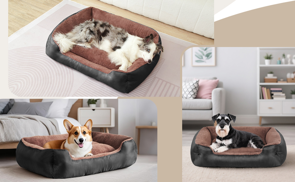 Велике ортопедичне ліжко для собак XXL, чорне (100x80x22 см), миється, для великих собак