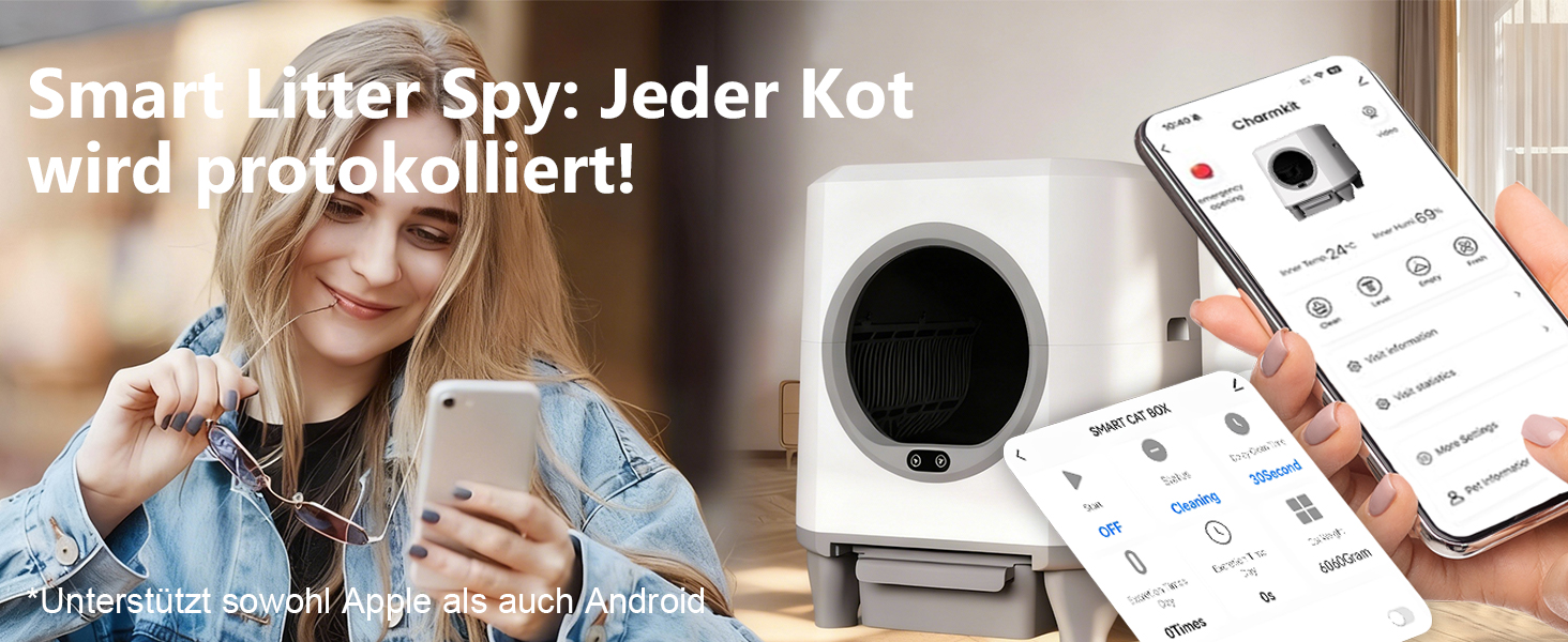 Автоматичний лоток для котів Katzenklo Selbstreinigend, 65л, XXL, з керуванням через додаток, для 2+ котів