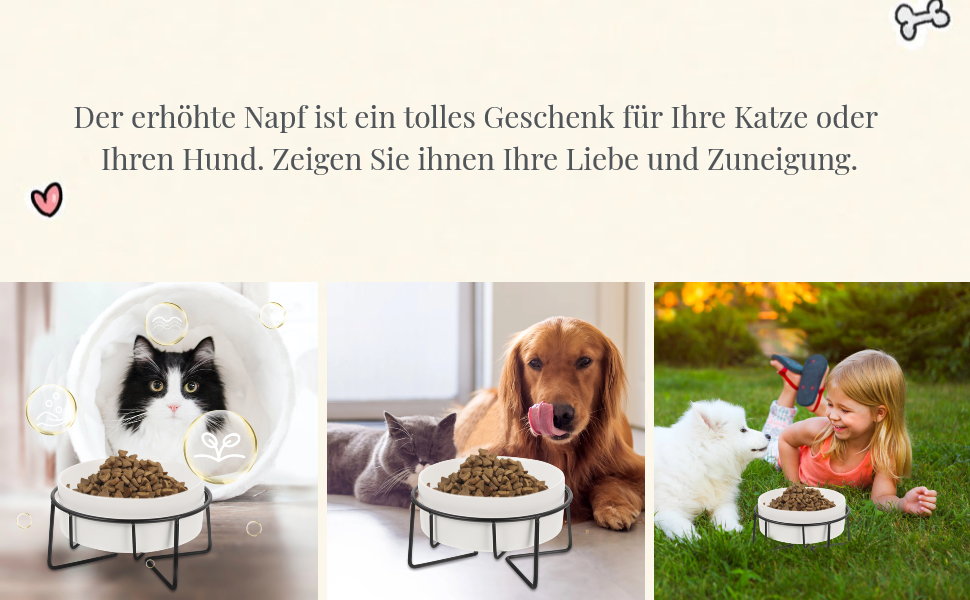 Миска для котячого корму POPETPOP з піднятою конструкцією та неслизьким дном, 14.5x8.5 см