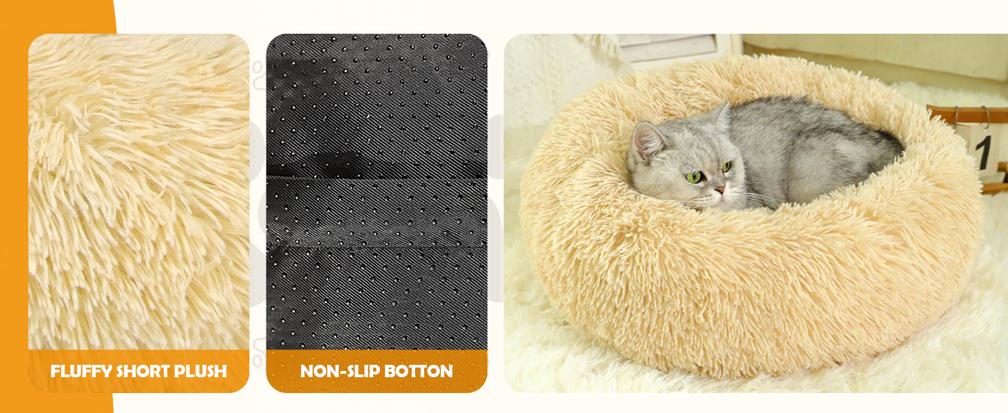 М'яке ліжко для собак та котів середніх та великих порід, 70 см, світло-бежеве, 50x50x20 см