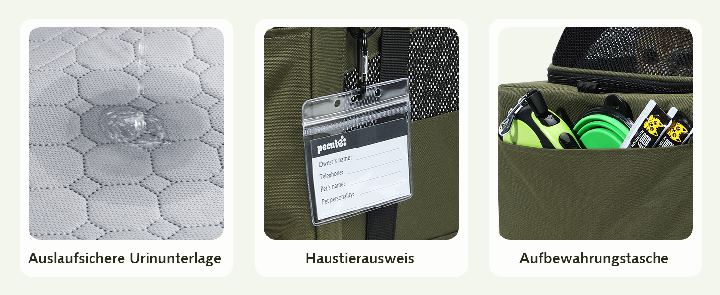 Транспортна сумка для котів Pecute: легка, складана, для подорожей, зелена