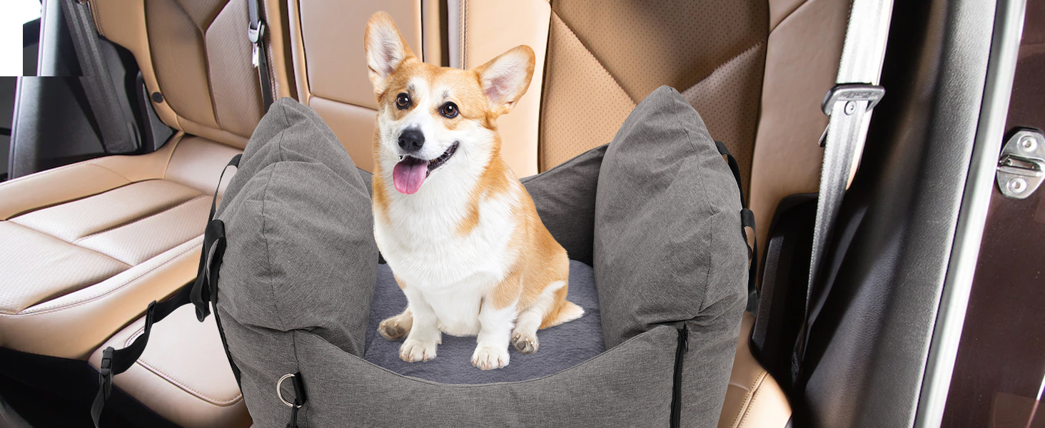 Автомобільний лежак для собак, знімний та миючий, неслизький, для маленьких та середніх собак, з ременями безпеки та бічними кишенями, підходить для будь-якого авто