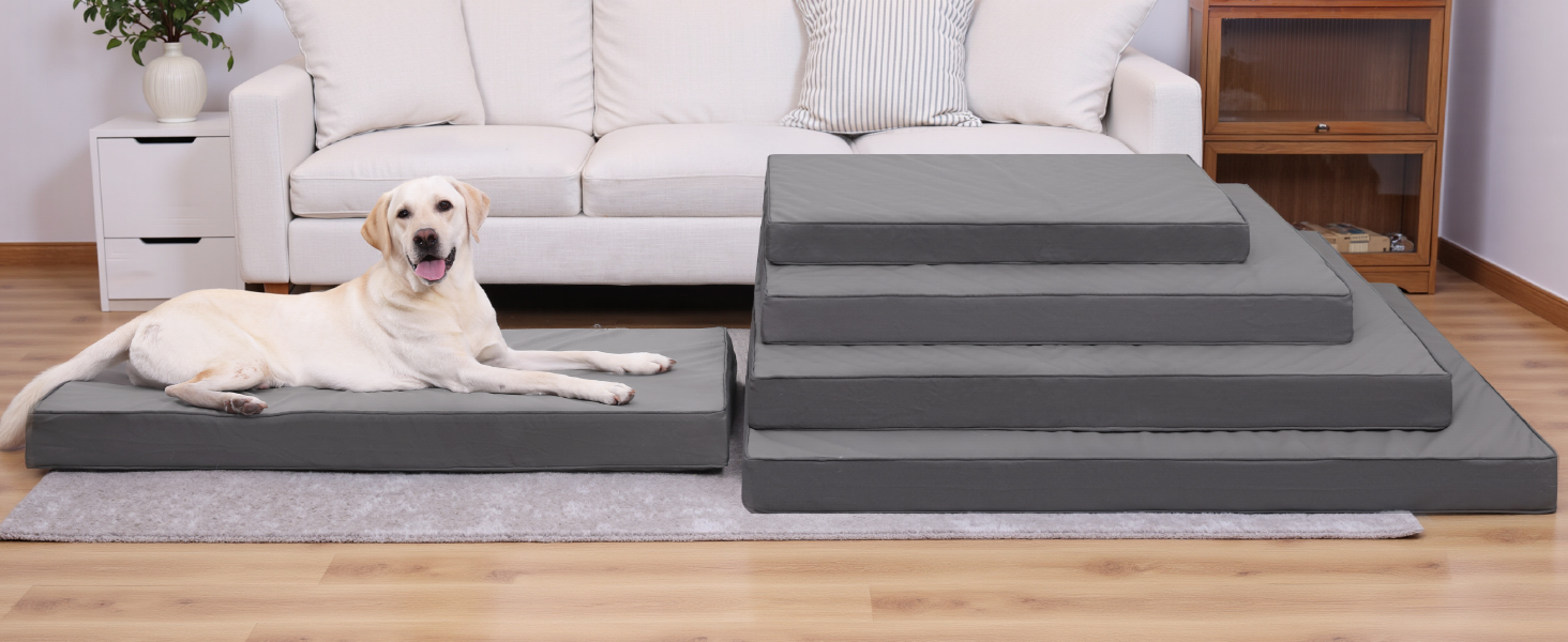 Ортопедичне ліжко для собак Favodormir, великі породи, 104x68 см, знімний чохол з екошкіри, комфортне та прохолодне для дому та вулиці, сірий колір