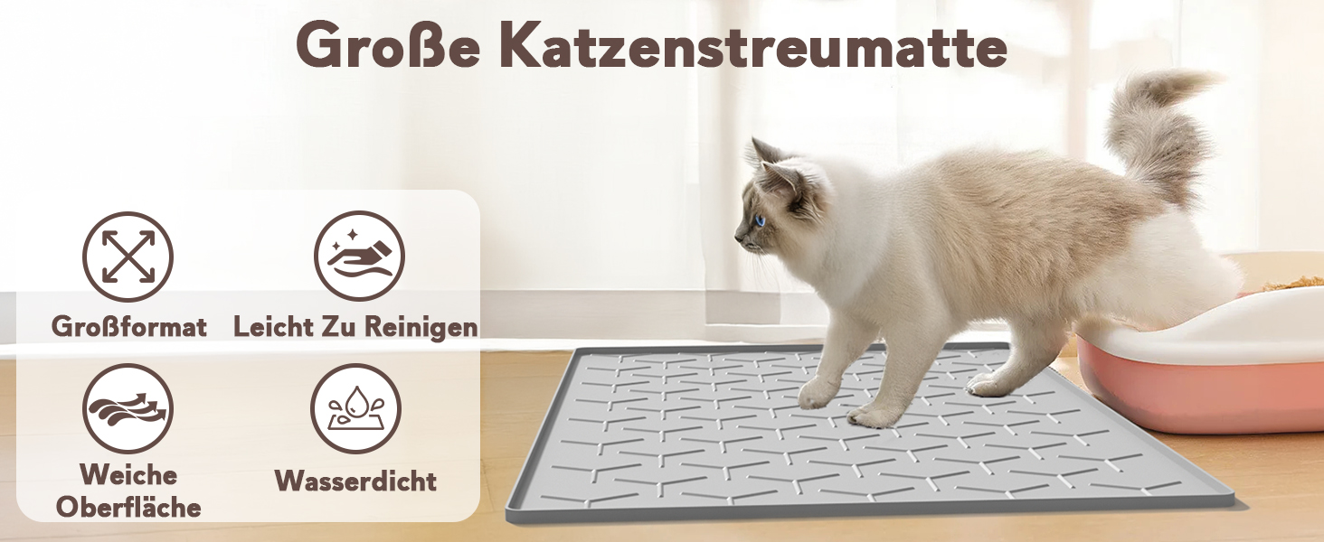 Килимок під лоток для котів Garoopion Katzenklo Matte, 86x56 см, силікон, сірий