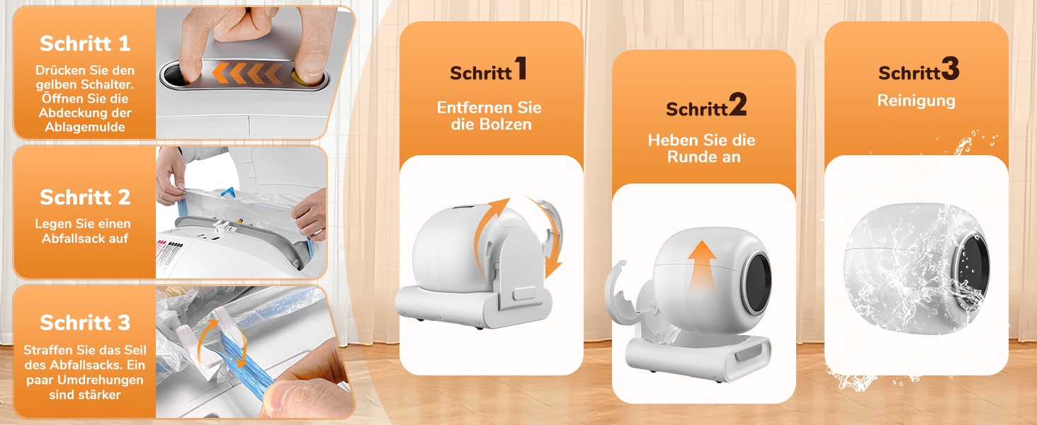 Автоматичний лоток для котів XXL 68л з самоочищенням, низький вхід, керування через додаток, датчик безпеки, для кількох котів