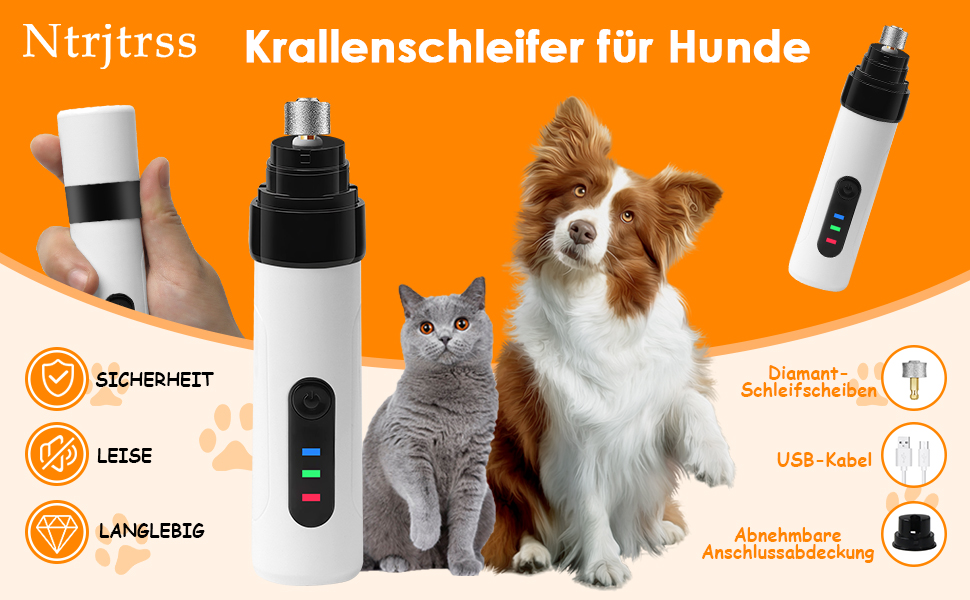 Електричний точило для собачих кігтів Krallenschleifer, USB, тихе точило для собак та котів великих, середніх та малих порід
