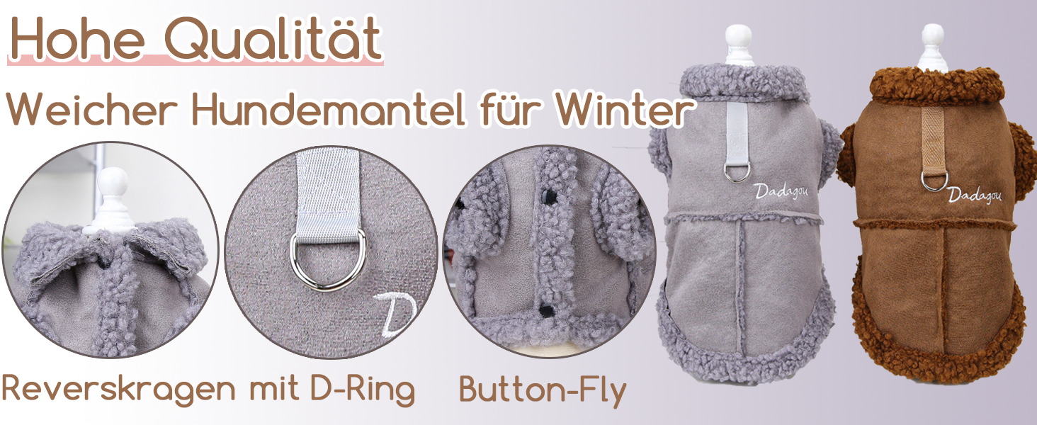 Зуена Теплий зимовий одяг для собак, флісова куртка для маленьких собак, теплий одяг для цуценят, м'який жилет для домашніх тварин з кільцем D, вітронепроникний одяг для холодної погоди для Чихуахуа, Йорка, сірий, XL