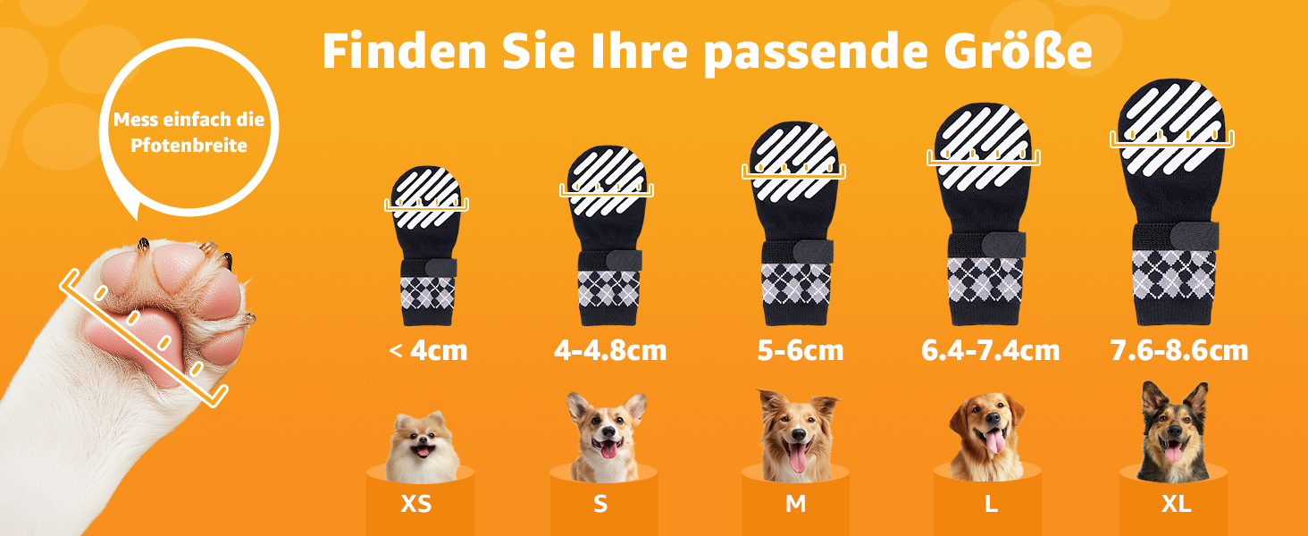 Шкарпетки для собак PICK FOR LIFE 4 шт. Захист лап, антиковзаючі, з клямками для твердих дерев'яних підлог, чорного кольору. Підходять для маленьких, середніх та великих собак.